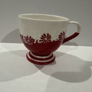Starbucks Coffee‎ 2007 Holiday Red & White HoHoHo Striped Footed Cup 12 fl oz.